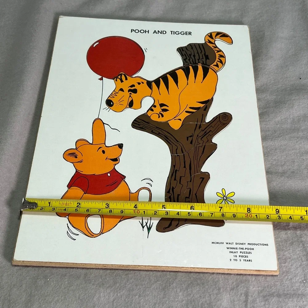 Walt Disney Winnie the Pooh Wood Inlay Puzzle Pooh and Tigger 1965 Vintage 10pc